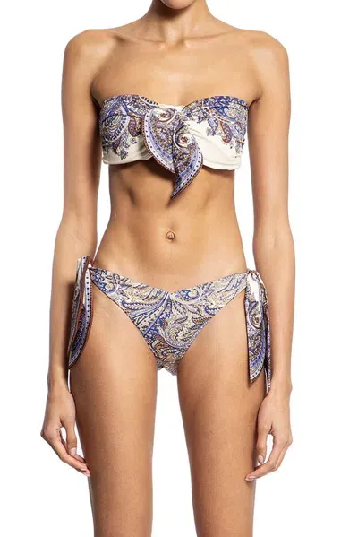 Zimmermann Pop Floral Printed Scarf Tie Bikini In Purple