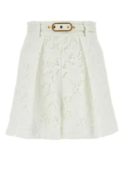 Zimmermann Natura Lace Shorts Ivory In White