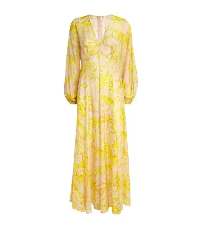 Zimmermann Silk Floral Maxi Dress In Yellow