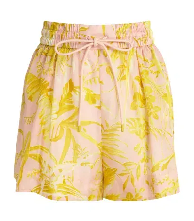 Zimmermann Silk Floral Shorts In Yellow