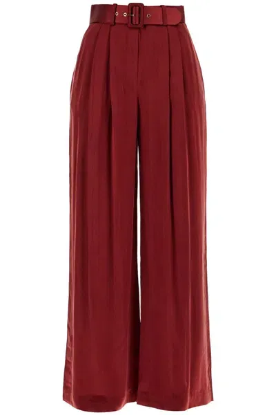 Zimmermann Silk Satin Palazzo Pants In Nine In Red