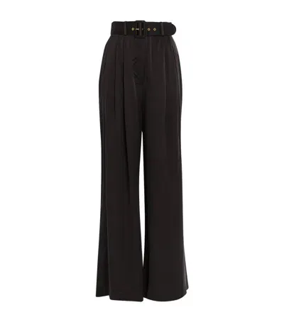 Zimmermann Silk Wide-leg Trousers In Black