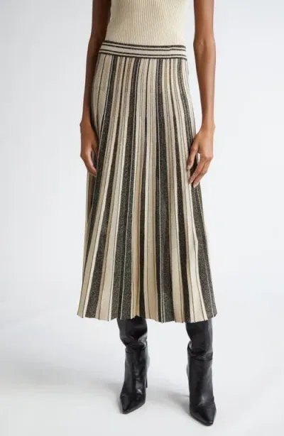 Zimmermann Illustration Metallic Knit Midi Skirt In Black/gold