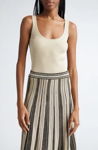 Zimmermann Story 1 Metallic Rib Sweater Tank In Gold