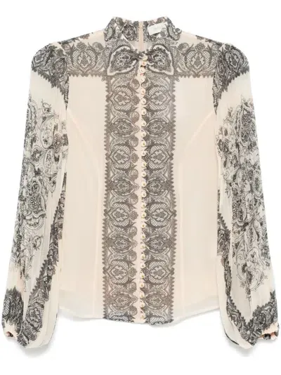 Zimmermann Sunray Pleated Blouse In Neutrals