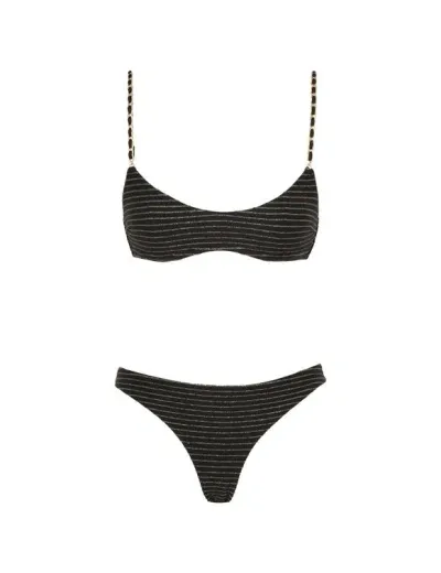 Zimmermann Waverly Chain Bikini In Black/gold