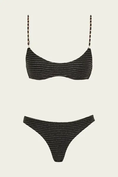 Zimmermann Waverly Chain Bikini Set In Black Gold