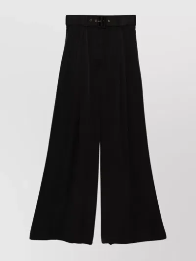 Zimmermann Wide-leg Silk Trousers Belt Loops In Black