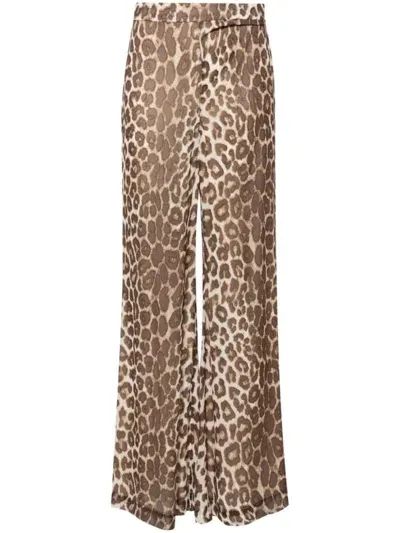 Zimmermann Wide-leg Trousers With Chic Leopard Print And Luxurious Viscose Fabric In Brown