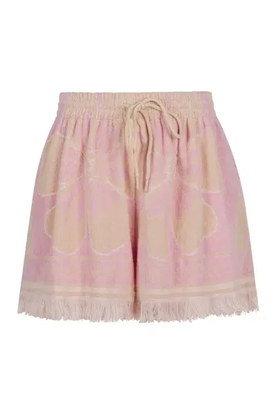 Zimmermann Pop Printed Cotton Shorts In Pink