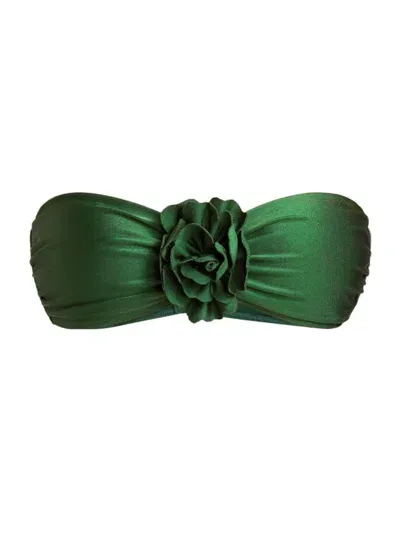 Zimmermann Waverly Flower Bandeau Bra In Emerald