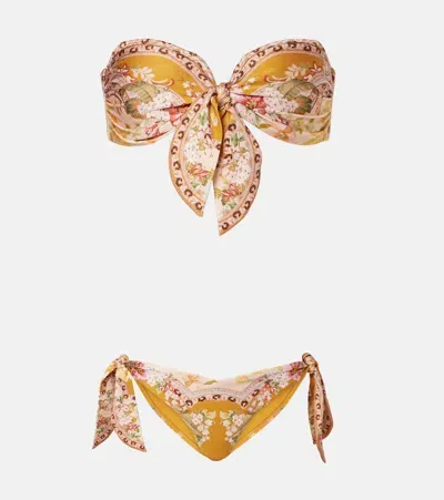 Zimmermann Wylie Scarf Tie Floral Bikini In Multi