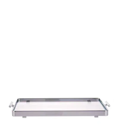 Zodiac Chrome Trimmed Glass Tray In Gray