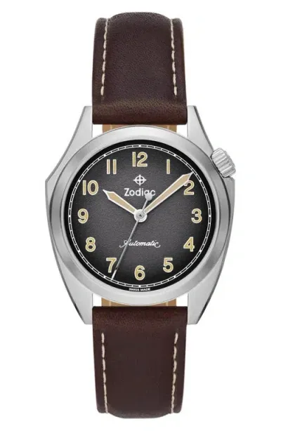 Zodiac Men's Olympos Field Stainless Steel & Leather Automatic Watch