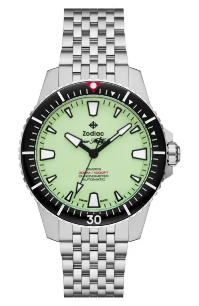 Zodiac Pro Diver Watch, 42mm In Green/silver