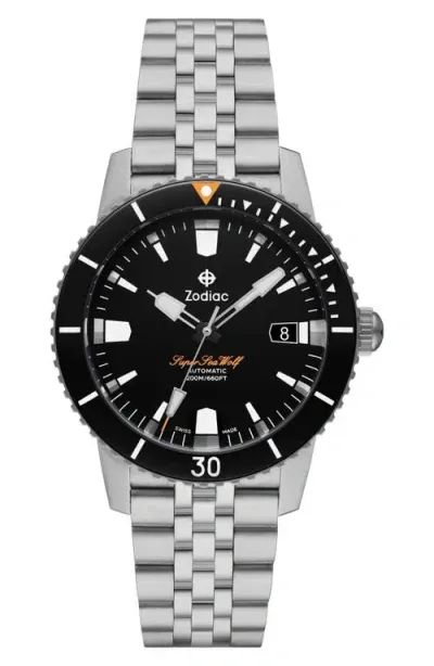 Zodiac Men's Super Sea Wolf Compression Automatic Bracelet Watch, 40mm In Black/silver