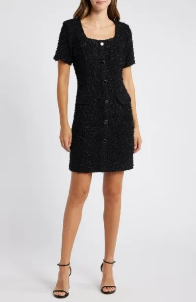 Zoe And Claire Tweed Minidress In Black