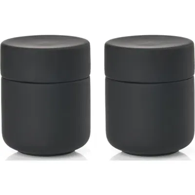 Zone Denmark Ume Set Of 2 Ceramic Jars In Black