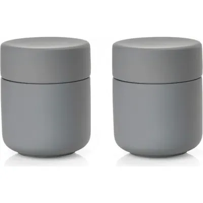 Zone Denmark Ume Set Of 2 Ceramic Jars In Grey