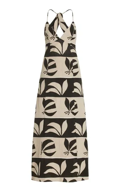 Zulu & Zephyr Printed Linen-cotton Midi Dress In Multi