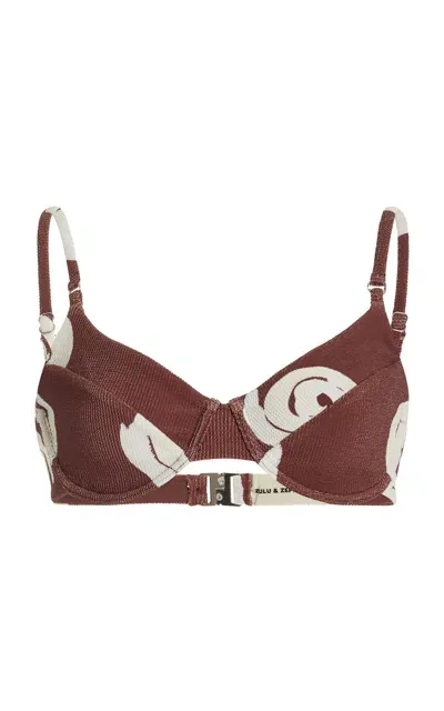 Zulu & Zephyr Textured Balconette Bikini Top In Brown