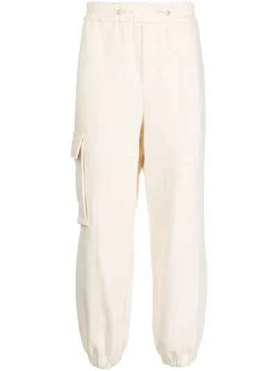 Zzero By Songzio Cargo-style Drawstring Track Pants In White