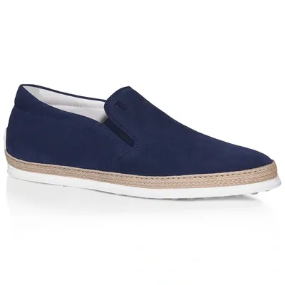 Tod's Slip-on Shoes In Blue Suede