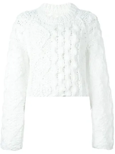 Maison Margiela Cable Knit Sweater In White