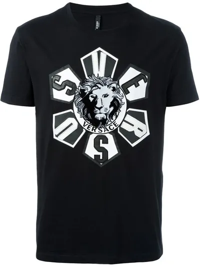 Versus Logo Print T-shirt In B- Black