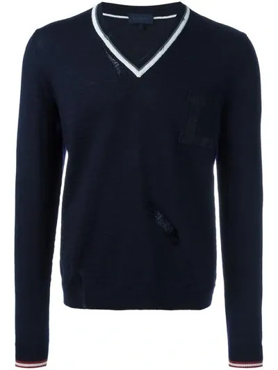 Lanvin Distressed Detail Neckline Jumper In Blue