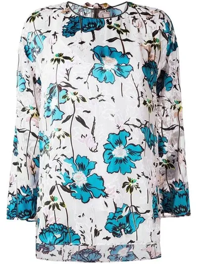 Antonio Marras Floral Print High-low Hem Blouse In White