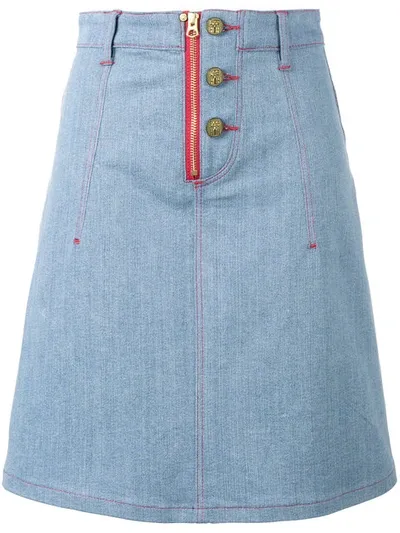 House Of Holland + Lee Appliquéd Denim Skirt In Blue