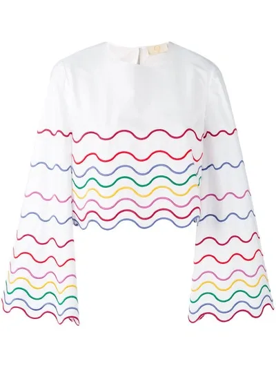 Sara Battaglia Wave Patterned Blouse In White