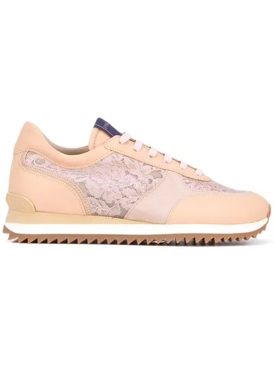 Le Silla Lace Panel Trainers In Neutrals