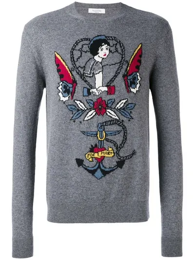 Valentino Decorative Jumper In Grey