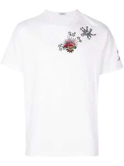 Valentino White Embroidered Tattoo T-shirt