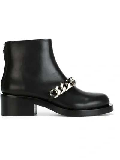 Givenchy Laura Chain-trimmed Leather Ankle Boots In Black