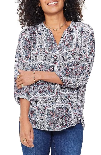 Nydj Printed Pintuck-back Blouse In Kingsbury Paisley