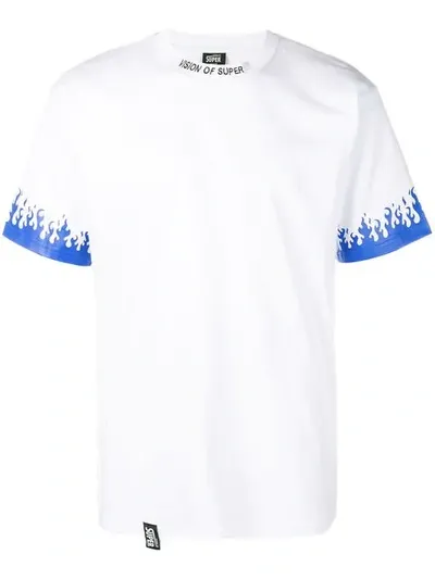 Vision Of Super Flame Print Logo T-shirt In White