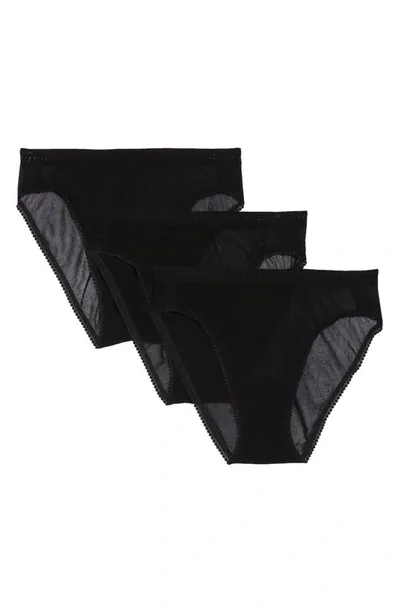 On Gossamer Gossamer Mesh Hip High-cut Briefs, Set Of 3 In Black