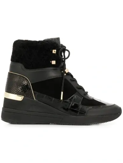 Michael Michael Kors Heeled Hi-top Sneakers In Black