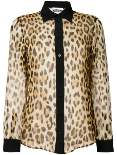 Moschino Leopard Button-down Blouse In Multicolor