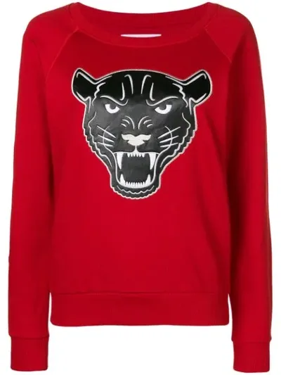 Quantum Courage Panther Head Sweater In Red