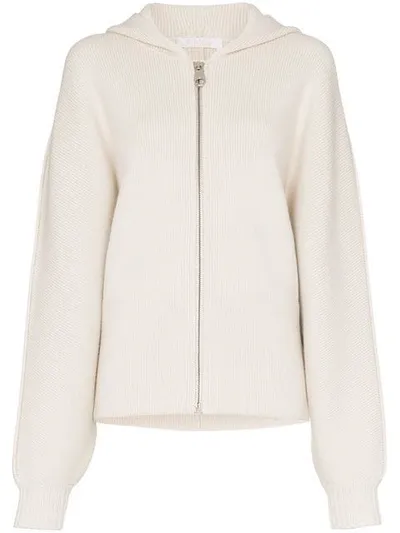 Chloé Logo-intarsia Wool And Cashmere-blend Cardigan In White