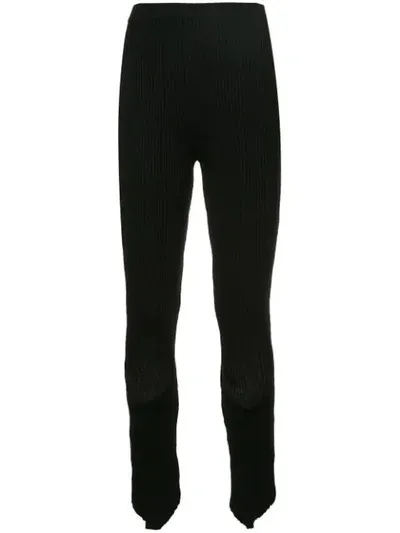 Ports 1961 Ribbed Holey Knee Leggings In Black