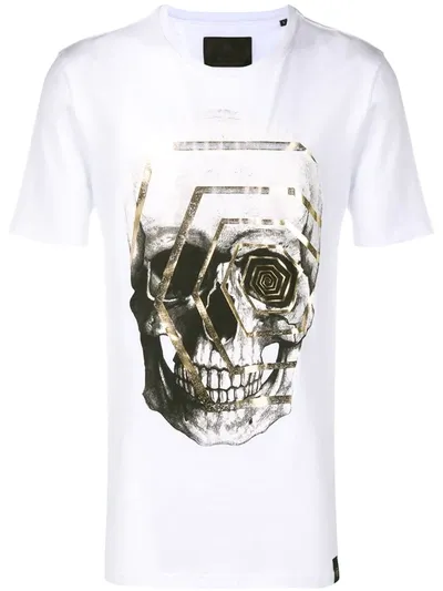 Philipp Plein Graphic Skull Print T-shirt In White