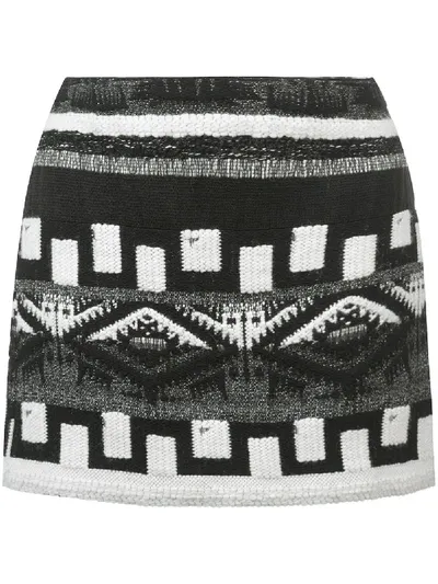 Alice And Olivia Multi-pattern Skirt In Black