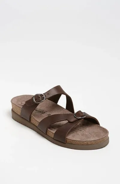 Mephisto 'hannel' Sandal In Dark Brown Scratch