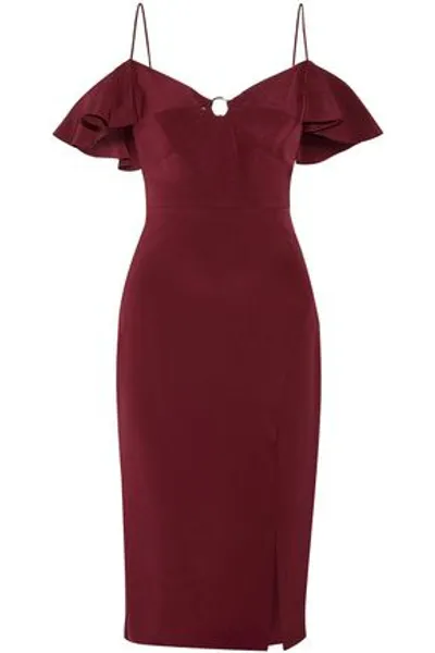 Cushnie Et Ochs Blake Cold-shoulder Silk-georgette Dress In Merlot