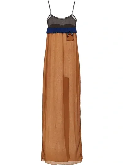 Prada Empire Line Long Dress In Brown